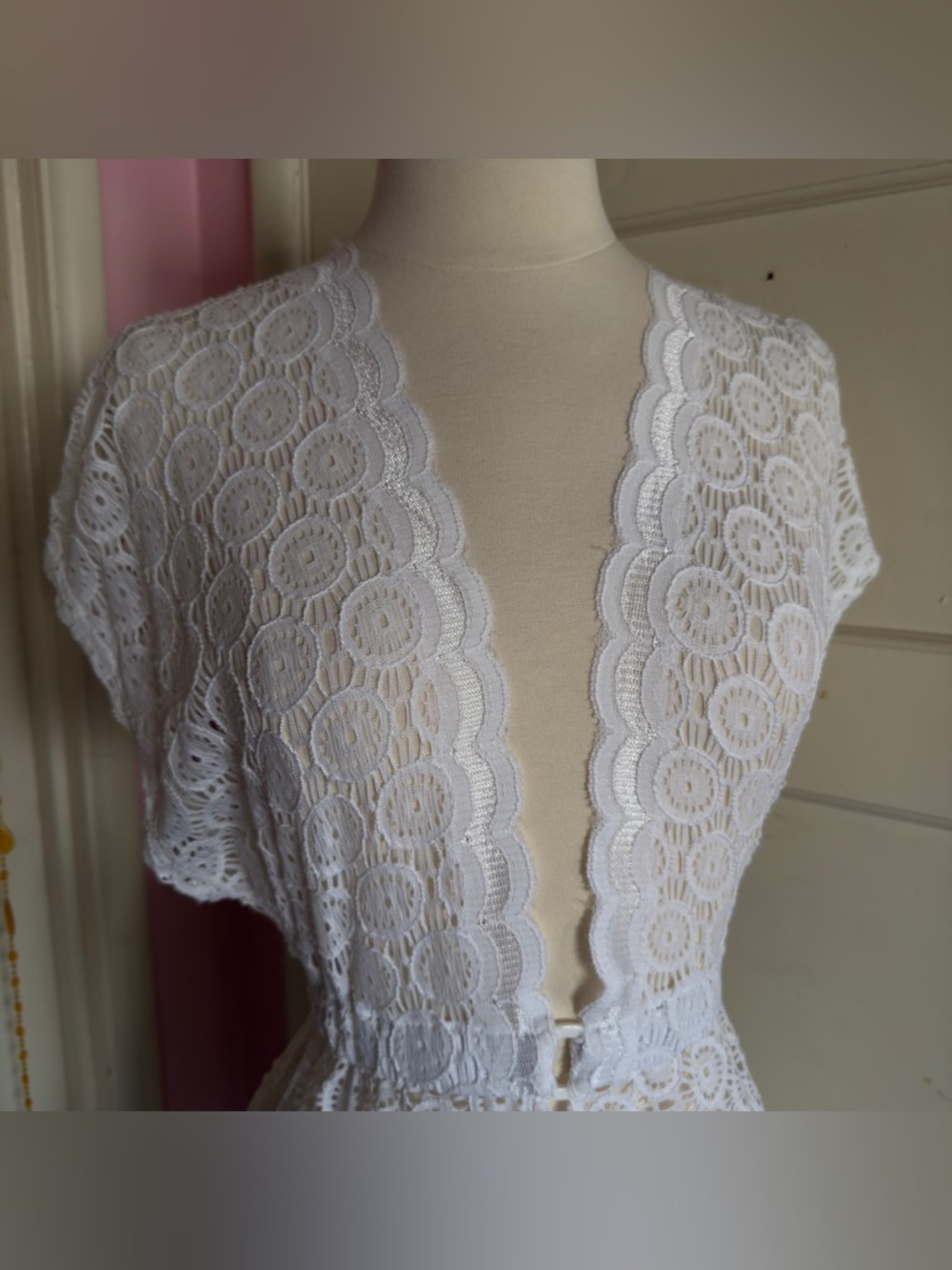 Dotti White Lace Swim Cover Up Dress Boho Beach Sheer NWT - Picture 3 of 12